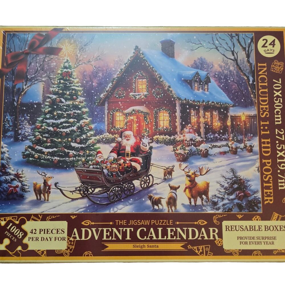 Santa Claus Advent Calendar Jigsaw Puzzle 1000-1999 Pieces Cardboard NEW